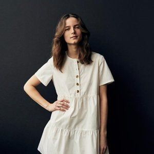 Madewell Button-Front Tiered Mini Dress